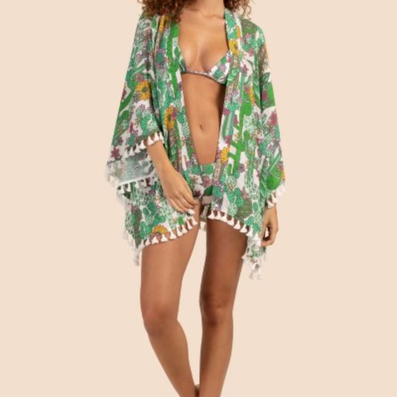 🌵🌵NEW! Trina Turk Cacti Fringe Kimono  o/s 🌵🌵 - Picture 2 of 6